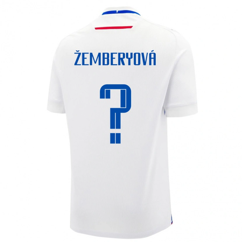 Danxen Mujer Camiseta Eslovaquia Laura Žemberyová #0 Blanco Azul 2ª Equipación 26-28 La Camisa México