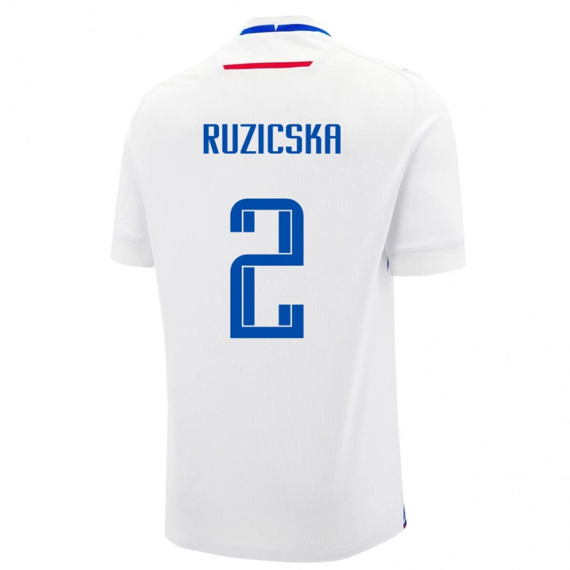 Danxen Mujer Camiseta Eslovaquia Dominik Ruzicska #2 Blanco Azul 2ª Equipación 26-28 La Camisa México