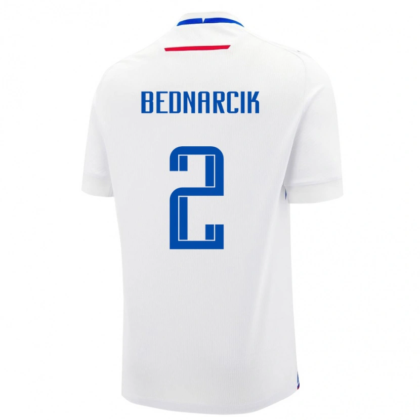 Danxen Mujer Camiseta Eslovaquia Fedor Bednarcik #2 Blanco Azul 2ª Equipación 26-28 La Camisa México