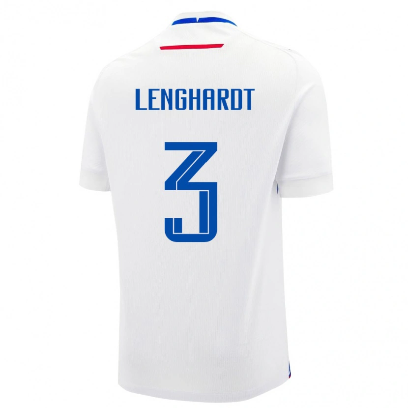 Danxen Mujer Camiseta Eslovaquia Simon Lenghardt #3 Blanco Azul 2ª Equipación 26-28 La Camisa México