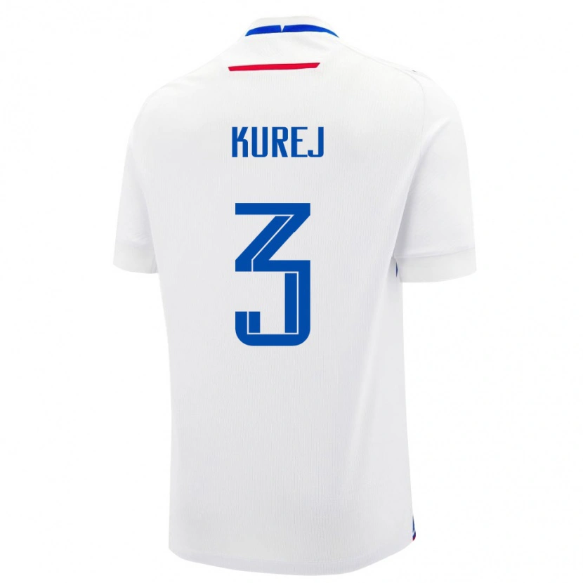 Danxen Mujer Camiseta Eslovaquia Nicolas Kurej #3 Blanco Azul 2ª Equipación 26-28 La Camisa México
