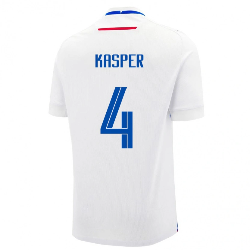 Danxen Mujer Camiseta Eslovaquia Adam Kasper #4 Blanco Azul 2ª Equipación 26-28 La Camisa México