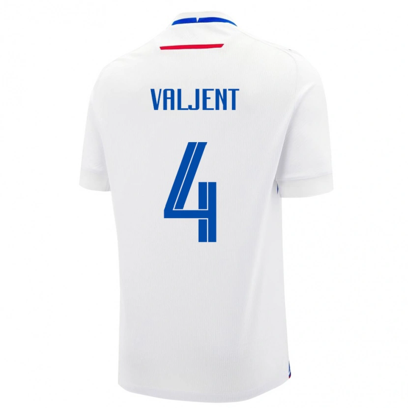 Danxen Mujer Camiseta Eslovaquia Martin Valjent #4 Blanco Azul 2ª Equipación 26-28 La Camisa México