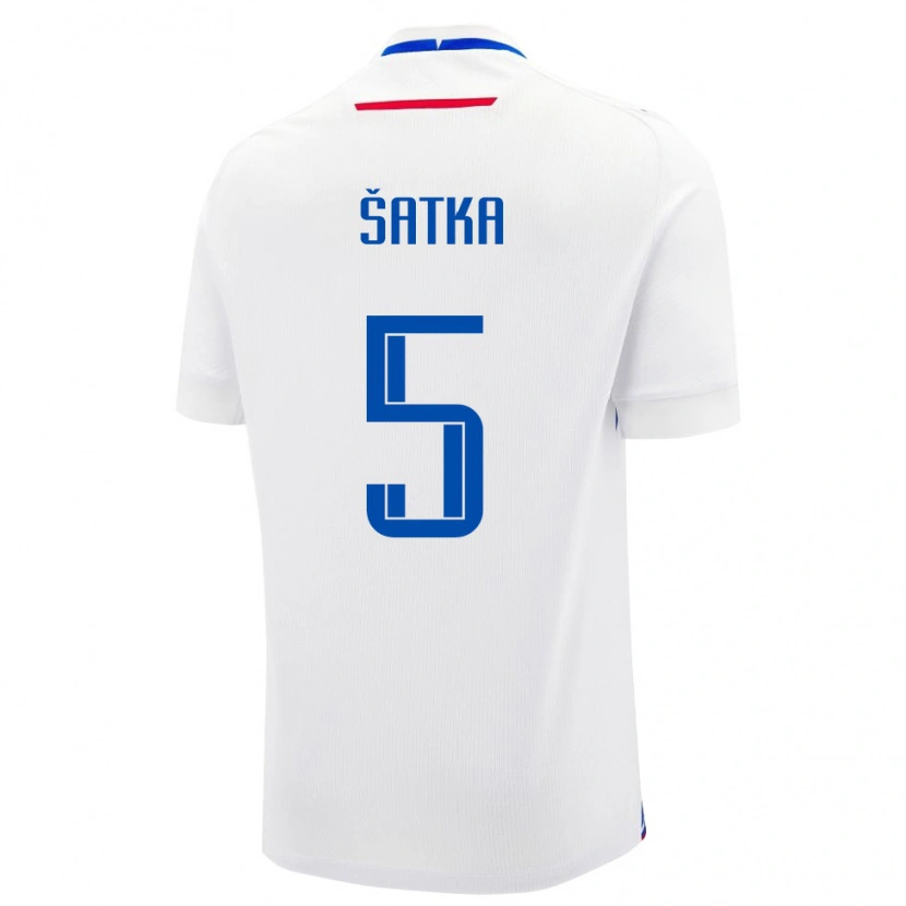 Danxen Mujer Camiseta Eslovaquia Lubomir Satka #5 Blanco Azul 2ª Equipación 26-28 La Camisa México
