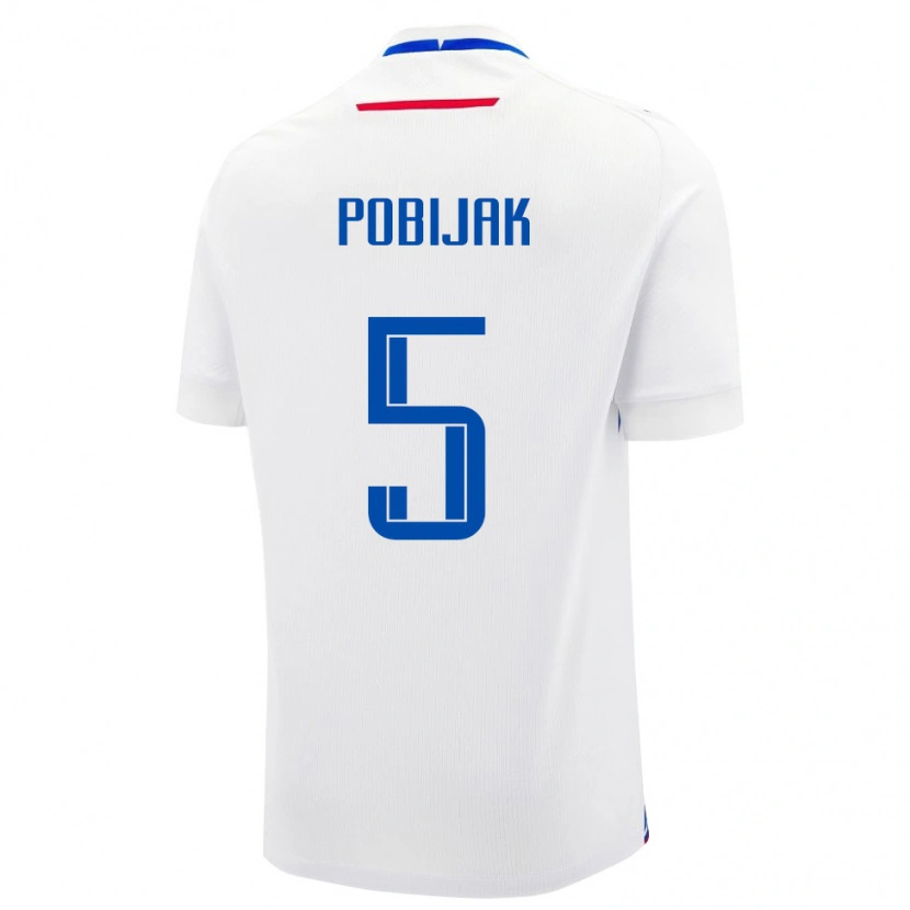 Danxen Mujer Camiseta Eslovaquia Simon Pobijak #5 Blanco Azul 2ª Equipación 26-28 La Camisa México
