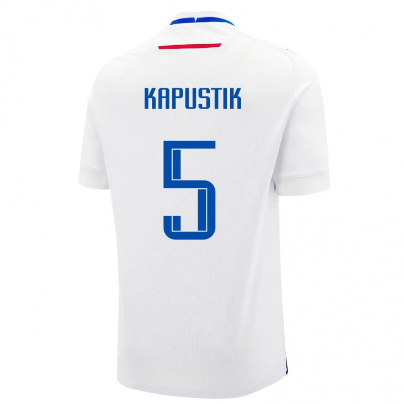 Danxen Mujer Camiseta Eslovaquia Killian Kapustik #5 Blanco Azul 2ª Equipación 26-28 La Camisa México