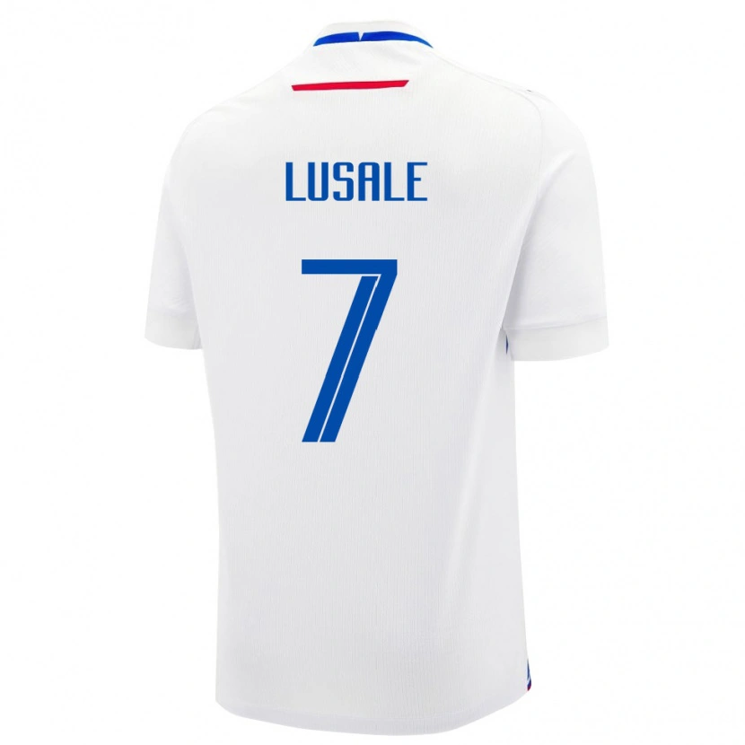 Danxen Mujer Camiseta Eslovaquia Samuel Lusale #7 Blanco Azul 2ª Equipación 26-28 La Camisa México