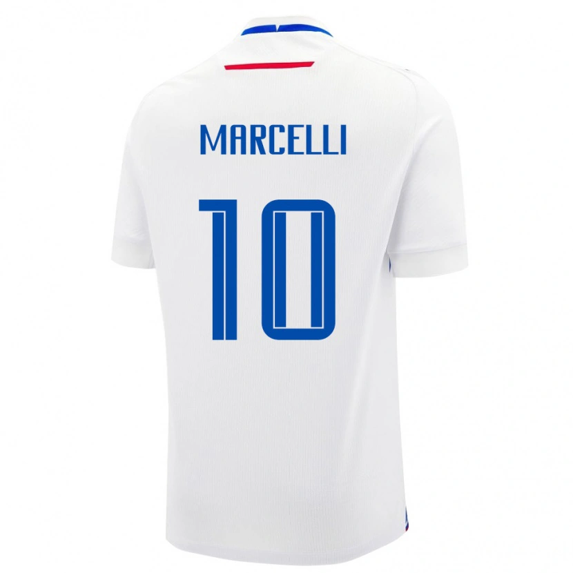 Danxen Mujer Camiseta Eslovaquia Nino Marcelli #10 Blanco Azul 2ª Equipación 26-28 La Camisa México