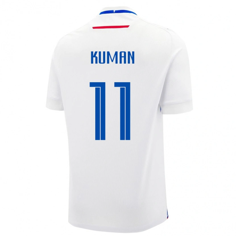 Danxen Mujer Camiseta Eslovaquia Lukas Kuman #11 Blanco Azul 2ª Equipación 26-28 La Camisa México