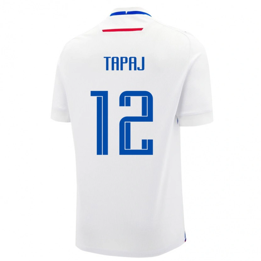 Danxen Mujer Camiseta Eslovaquia Dominik Tapaj #12 Blanco Azul 2ª Equipación 26-28 La Camisa México