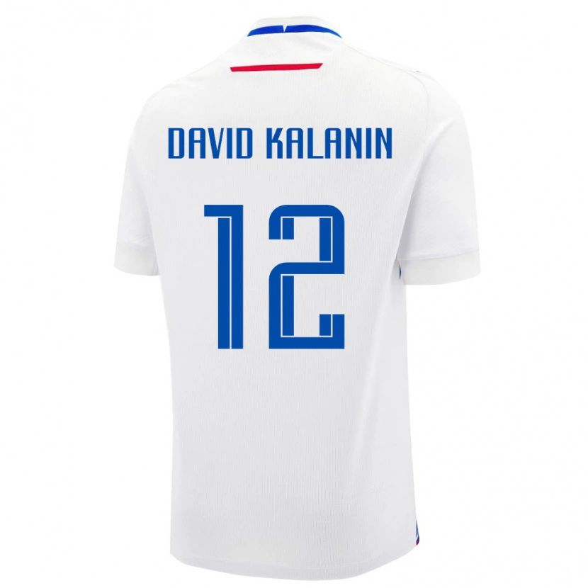 Danxen Mujer Camiseta Eslovaquia David Kalanin #12 Blanco Azul 2ª Equipación 26-28 La Camisa México