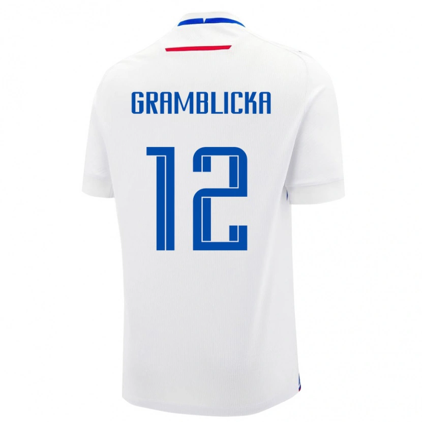Danxen Mujer Camiseta Eslovaquia Daniel Gramblicka #12 Blanco Azul 2ª Equipación 26-28 La Camisa México