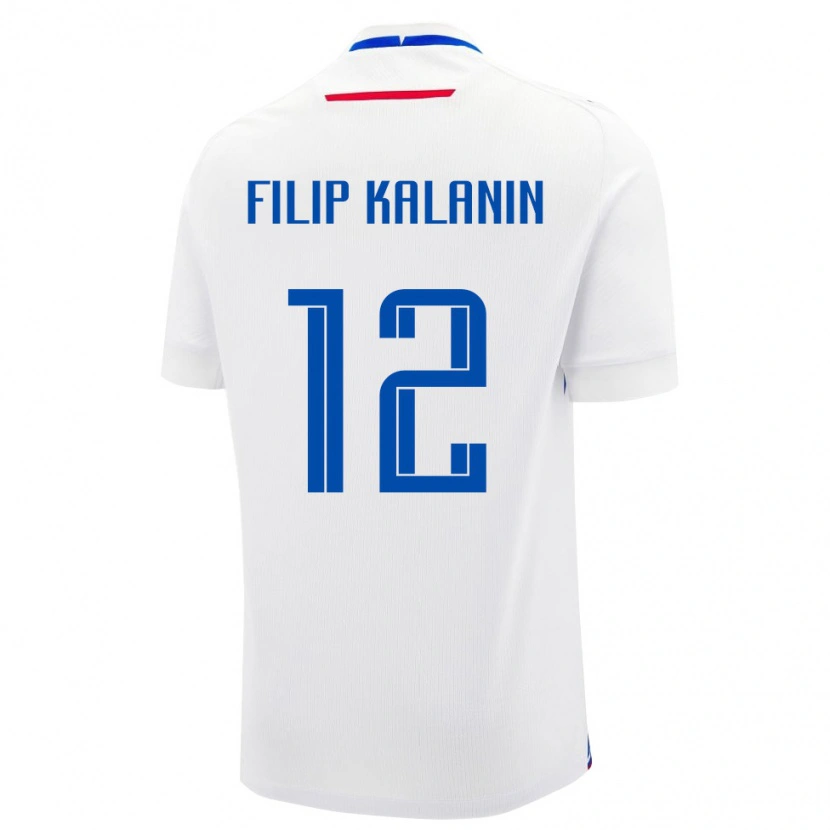 Danxen Mujer Camiseta Eslovaquia Filip Kalanin #12 Blanco Azul 2ª Equipación 26-28 La Camisa México