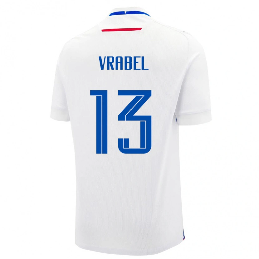 Danxen Mujer Camiseta Eslovaquia Viliam Vrabel #13 Blanco Azul 2ª Equipación 26-28 La Camisa México