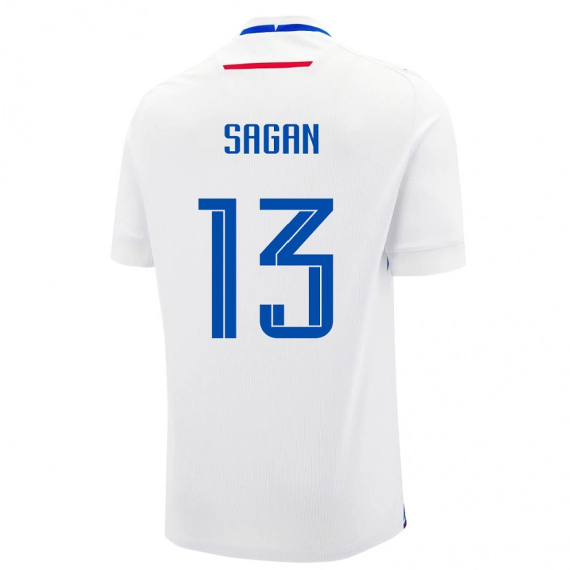 Danxen Mujer Camiseta Eslovaquia Samuel Sagan #13 Blanco Azul 2ª Equipación 26-28 La Camisa México