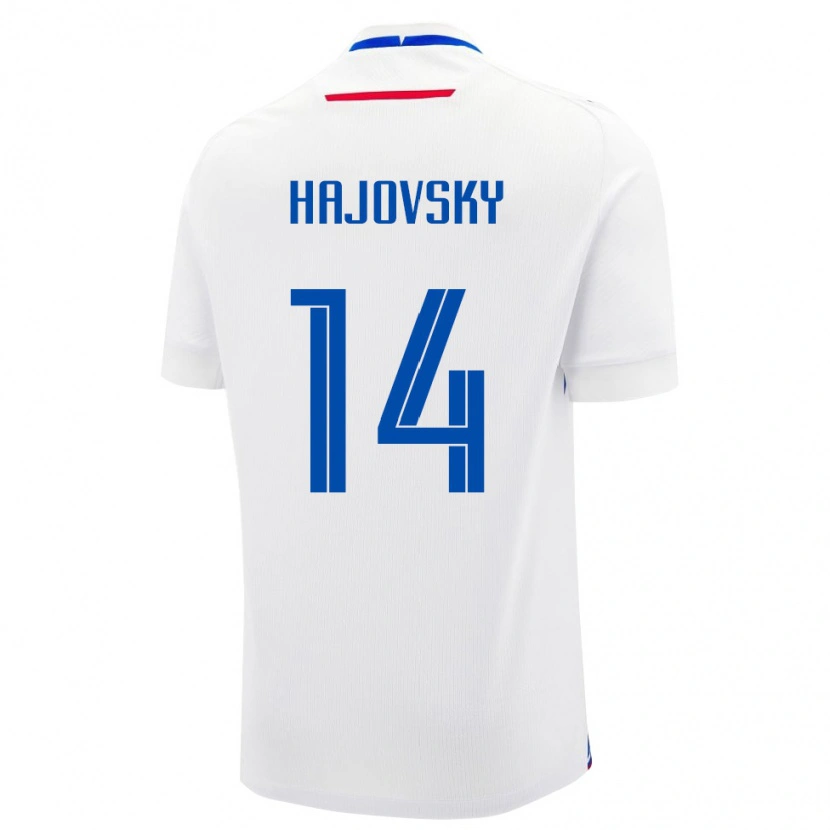 Danxen Mujer Camiseta Eslovaquia Tadeas Hajovsky #14 Blanco Azul 2ª Equipación 26-28 La Camisa México