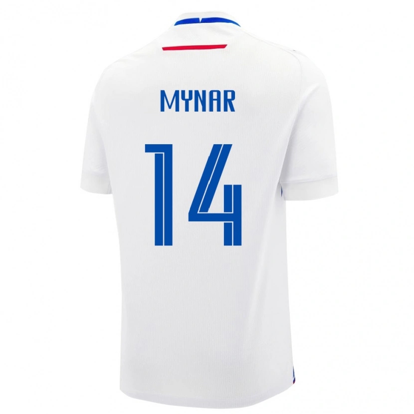 Danxen Mujer Camiseta Eslovaquia Michal Mynar #14 Blanco Azul 2ª Equipación 26-28 La Camisa México