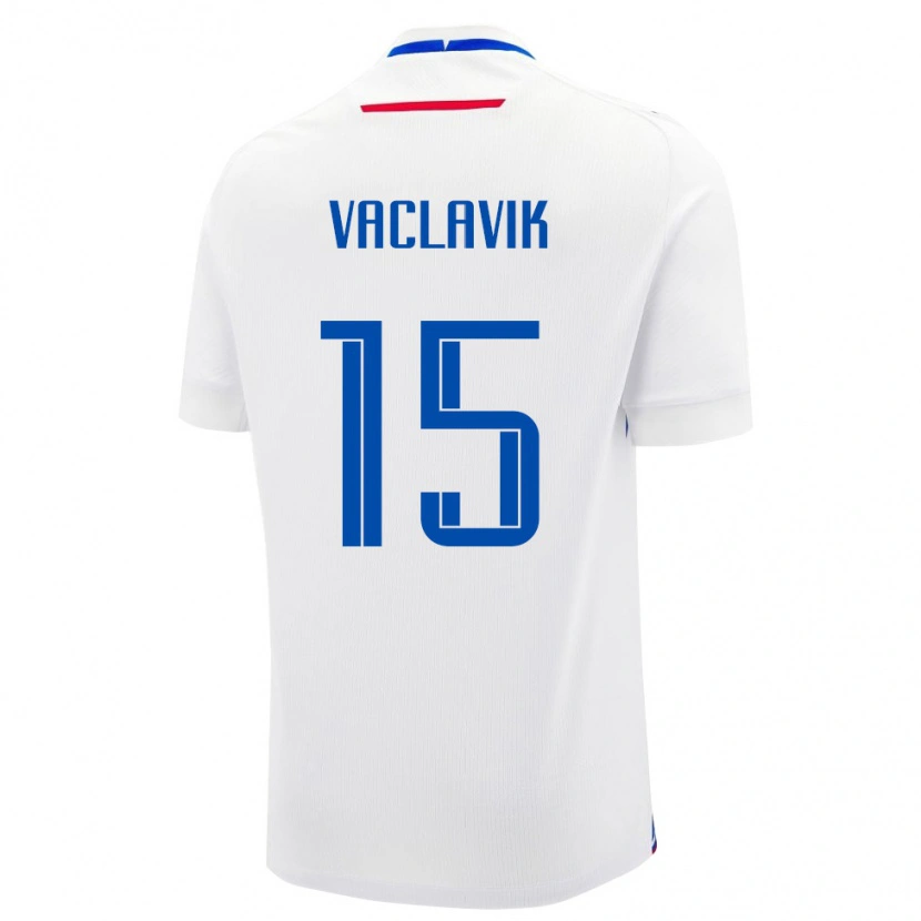 Danxen Mujer Camiseta Eslovaquia Filip Vaclavik #15 Blanco Azul 2ª Equipación 26-28 La Camisa México