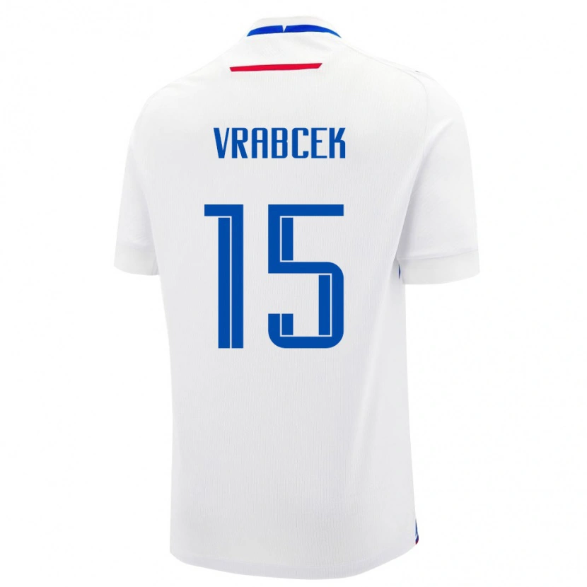 Danxen Mujer Camiseta Eslovaquia Tomas Vrabcek #15 Blanco Azul 2ª Equipación 26-28 La Camisa México