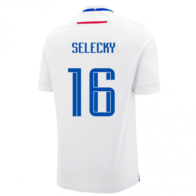 Danxen Mujer Camiseta Eslovaquia Alexander Selecky #16 Blanco Azul 2ª Equipación 26-28 La Camisa México