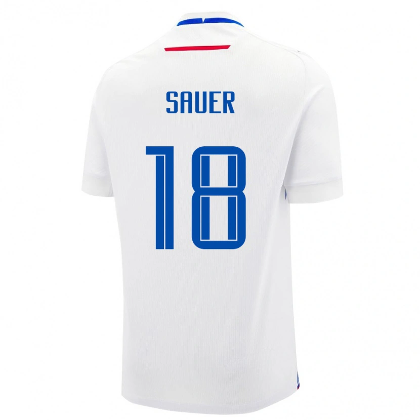 Danxen Mujer Camiseta Eslovaquia Leo Sauer #18 Blanco Azul 2ª Equipación 26-28 La Camisa México