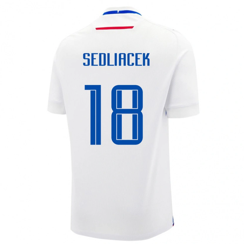 Danxen Mujer Camiseta Eslovaquia Matej Sedliacek #18 Blanco Azul 2ª Equipación 26-28 La Camisa México