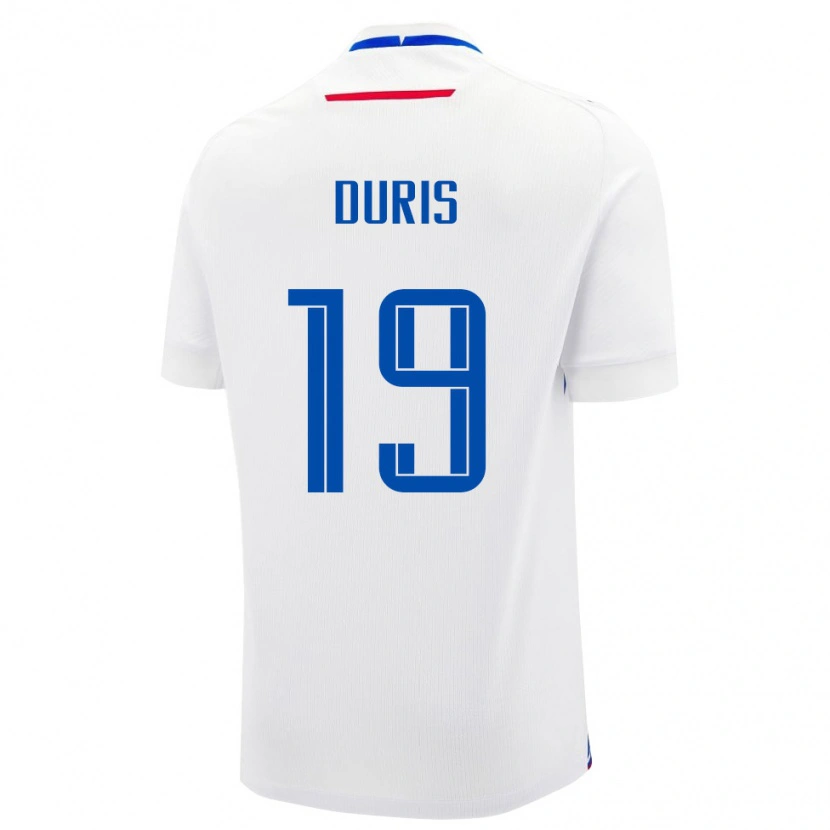 Danxen Mujer Camiseta Eslovaquia Jakub Duris #19 Blanco Azul 2ª Equipación 26-28 La Camisa México