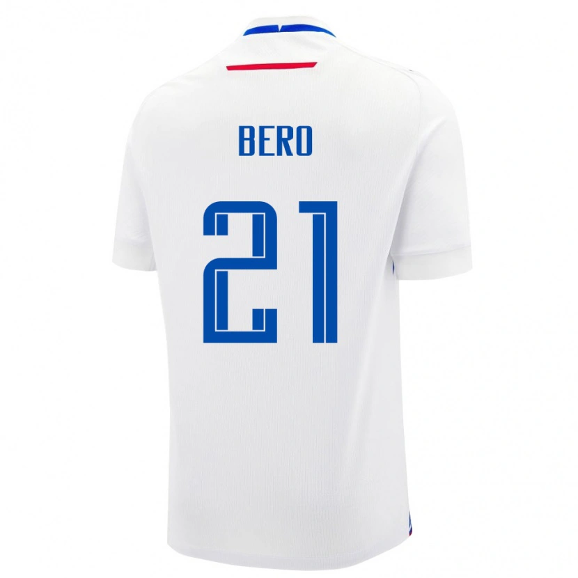Danxen Mujer Camiseta Eslovaquia Matus Bero #21 Blanco Azul 2ª Equipación 26-28 La Camisa México