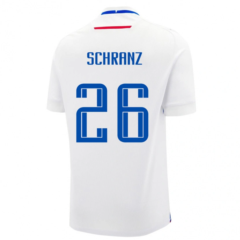 Danxen Mujer Camiseta Eslovaquia Ivan Schranz #26 Blanco Azul 2ª Equipación 26-28 La Camisa México