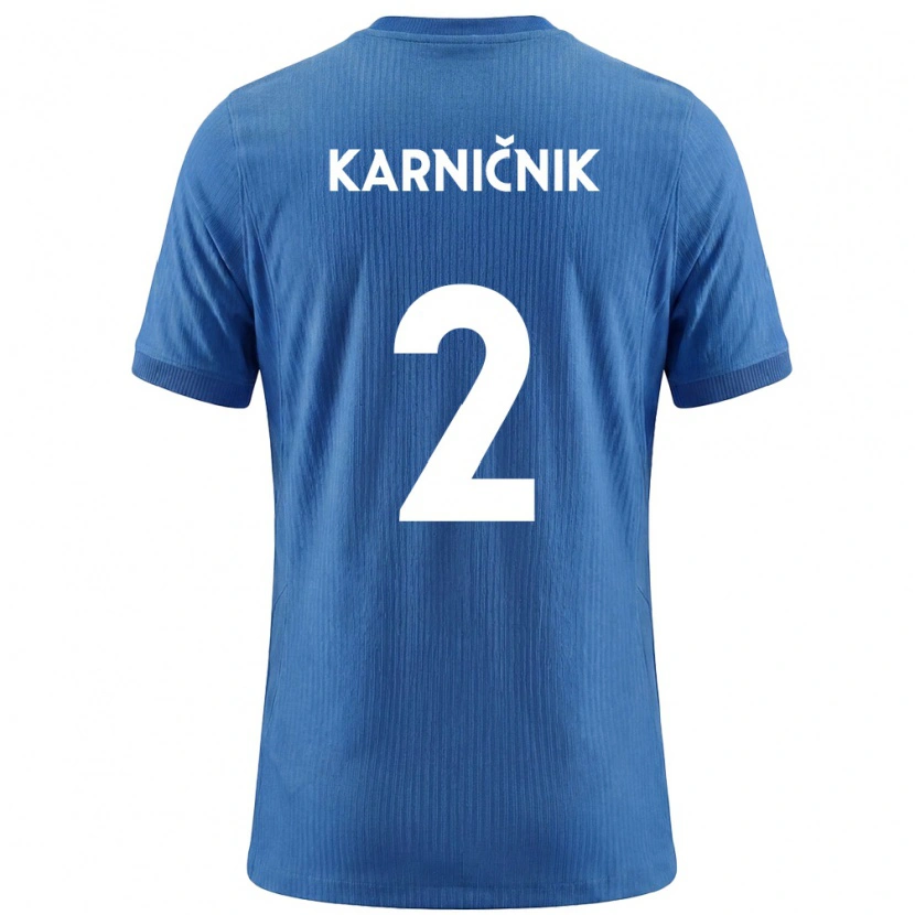Danxen Mujer Camiseta Eslovenia Zan Karnicnik #2 Azul Blanco 2ª Equipación 26-28 La Camisa México