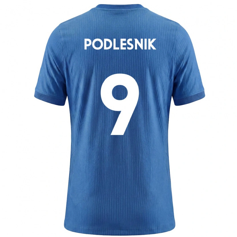 Danxen Mujer Camiseta Eslovenia Nik Podlesnik #9 Azul Blanco 2ª Equipación 26-28 La Camisa México