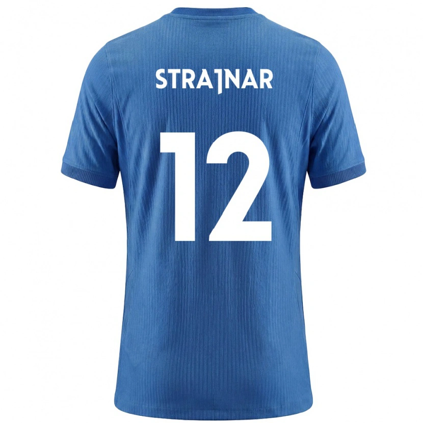 Danxen Mujer Camiseta Eslovenia Aljaz Strajnar #12 Azul Blanco 2ª Equipación 26-28 La Camisa México