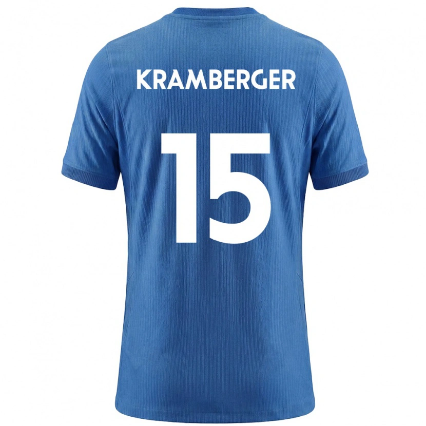 Danxen Mujer Camiseta Eslovenia Mark Kramberger #15 Azul Blanco 2ª Equipación 26-28 La Camisa México