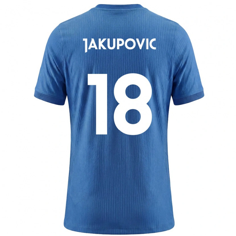 Danxen Mujer Camiseta Eslovenia Aldin Jakupovic #18 Azul Blanco 2ª Equipación 26-28 La Camisa México