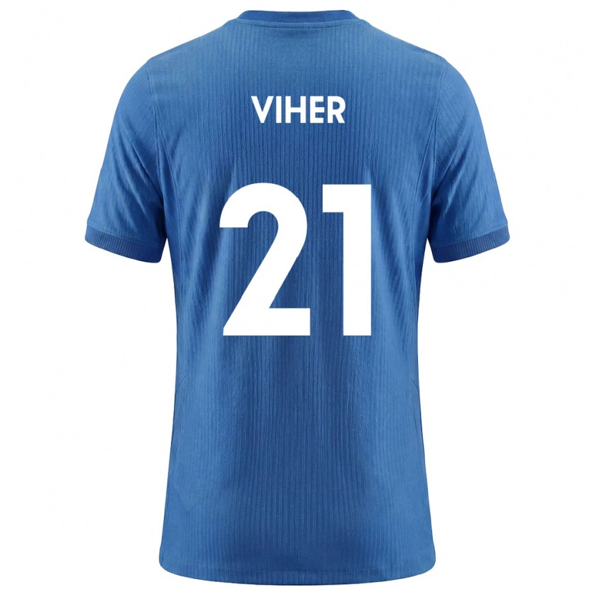 Danxen Mujer Camiseta Eslovenia Nejc Viher #21 Azul Blanco 2ª Equipación 26-28 La Camisa México