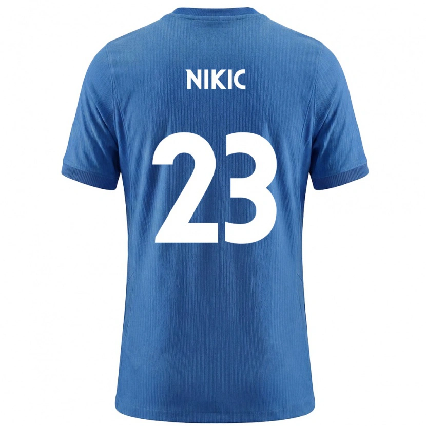 Danxen Mujer Camiseta Eslovenia Denis Nikic #23 Azul Blanco 2ª Equipación 26-28 La Camisa México