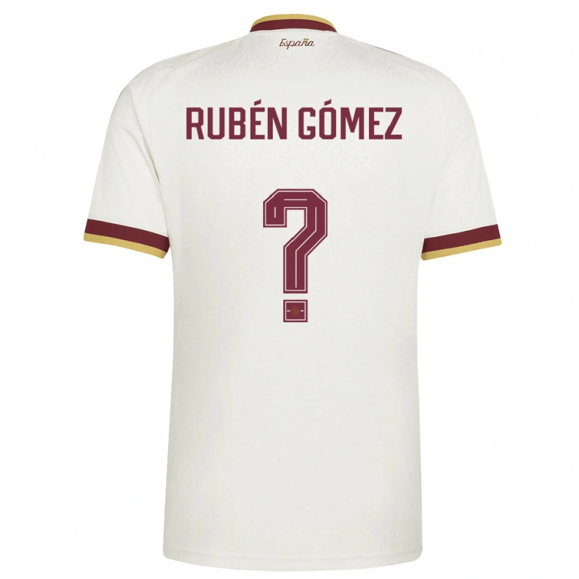 Danxen Mujer Camiseta España Rubén Gómez #0 Marfil Borgoña 2ª Equipación 26-28 La Camisa México