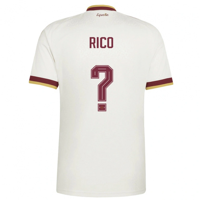Danxen Mujer Camiseta España Leo Rico #0 Marfil Borgoña 2ª Equipación 26-28 La Camisa México