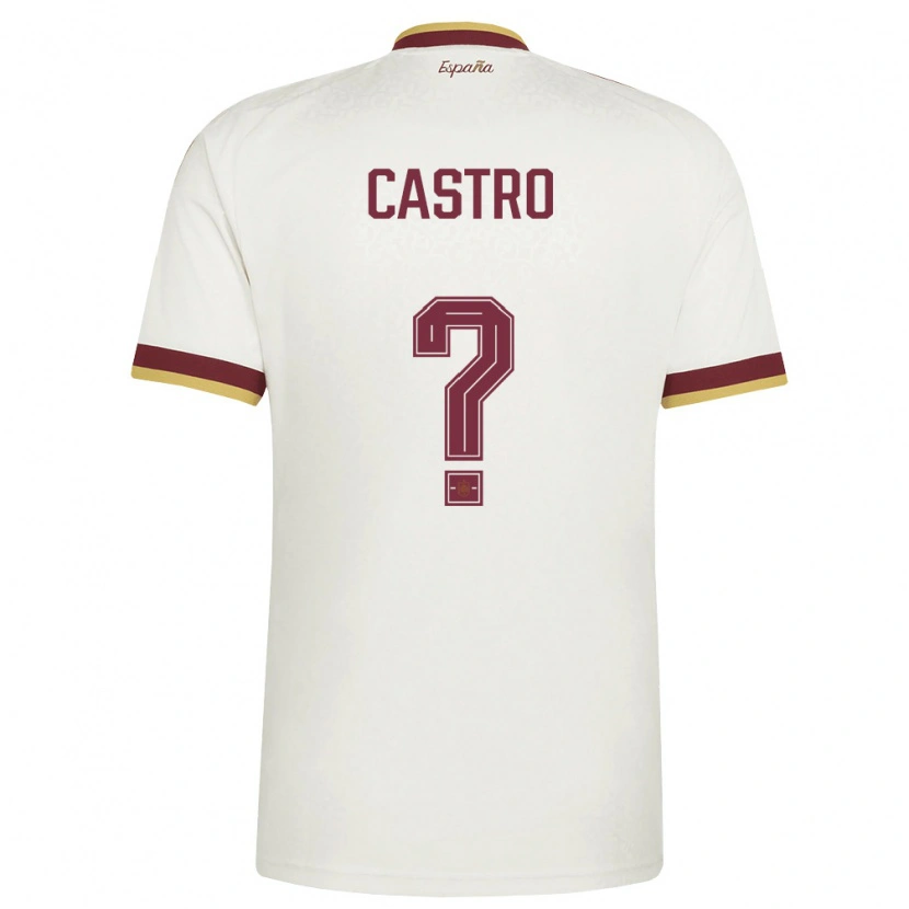 Danxen Mujer Camiseta España Danel Castro #0 Marfil Borgoña 2ª Equipación 26-28 La Camisa México