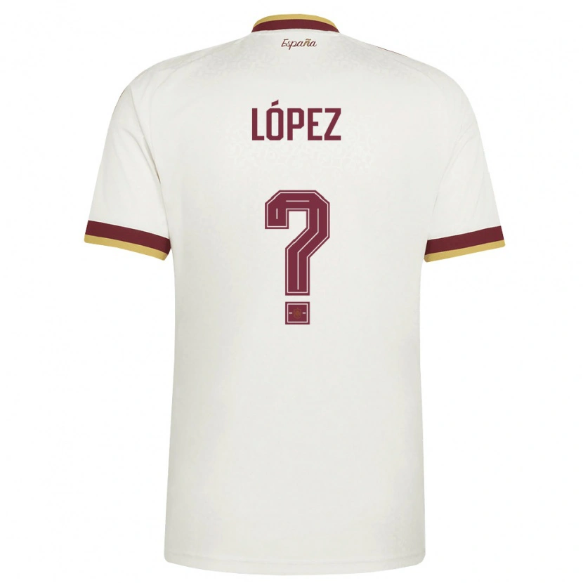 Danxen Mujer Camiseta España Mikel López #0 Marfil Borgoña 2ª Equipación 26-28 La Camisa México