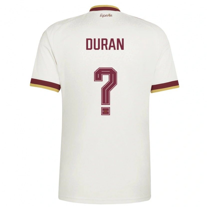 Danxen Mujer Camiseta España Pol Duran #0 Marfil Borgoña 2ª Equipación 26-28 La Camisa México