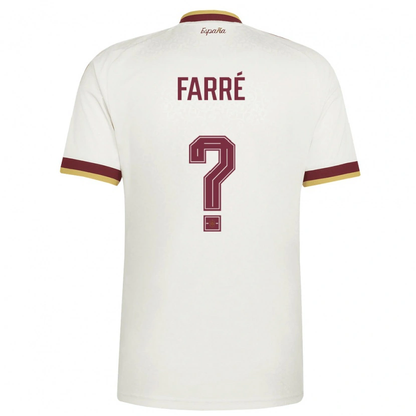 Danxen Mujer Camiseta España Landry Farré #0 Marfil Borgoña 2ª Equipación 26-28 La Camisa México
