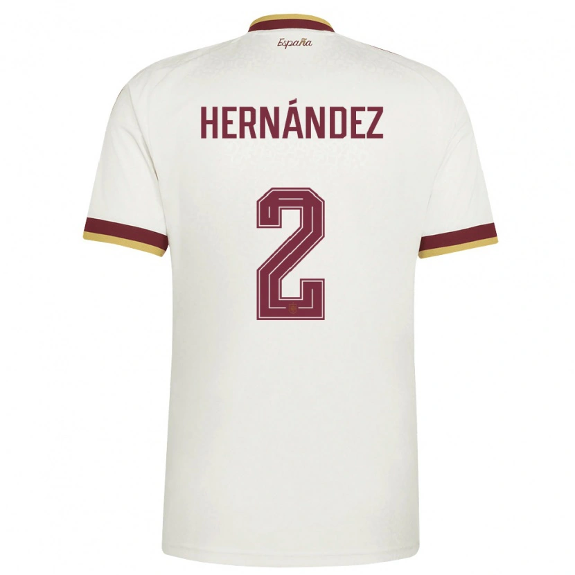 Danxen Mujer Camiseta España Oihane Hernandez #2 Marfil Borgoña 2ª Equipación 26-28 La Camisa México