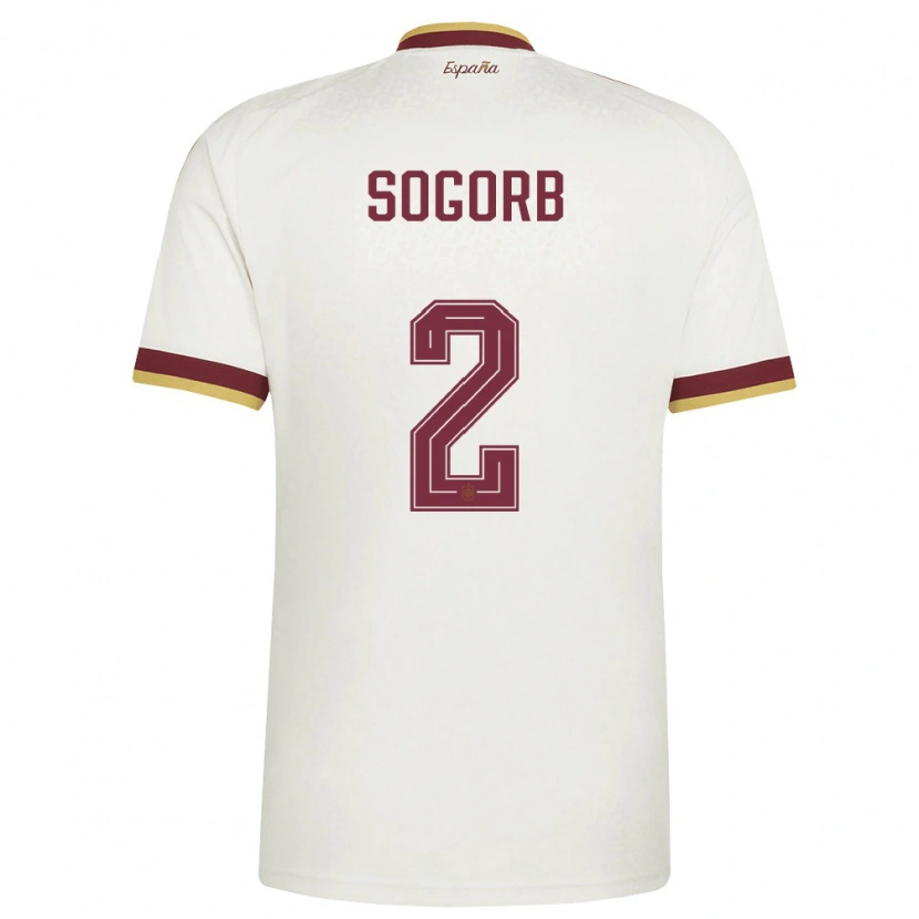 Danxen Mujer Camiseta España Carles Sogorb #2 Marfil Borgoña 2ª Equipación 26-28 La Camisa México