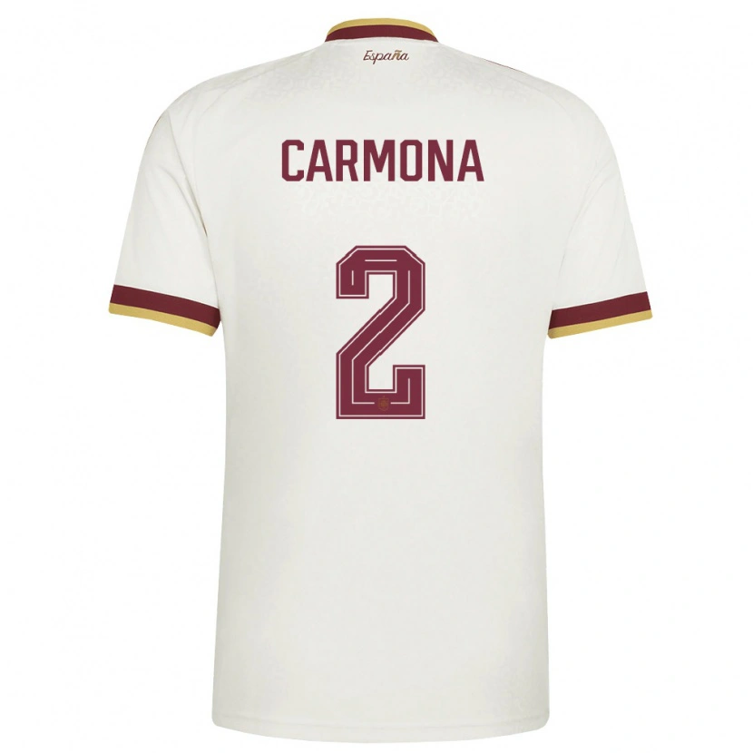 Danxen Mujer Camiseta España José Ángel Carmona #2 Marfil Borgoña 2ª Equipación 26-28 La Camisa México