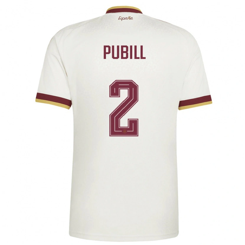 Danxen Mujer Camiseta España Marc Pubill #2 Marfil Borgoña 2ª Equipación 26-28 La Camisa México
