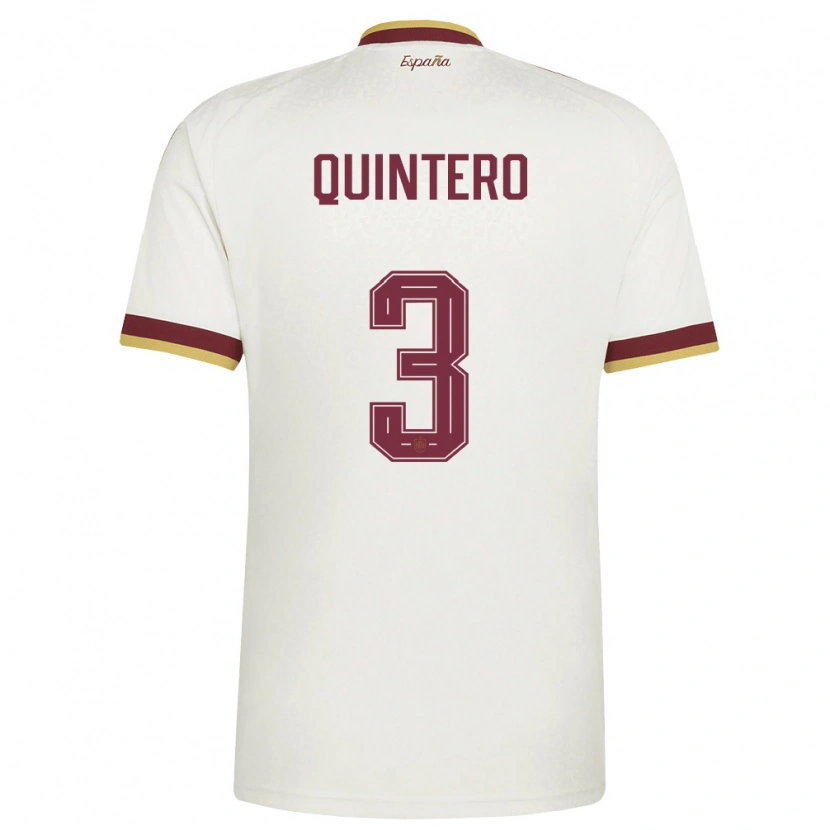 Danxen Mujer Camiseta España Iker Quintero #3 Marfil Borgoña 2ª Equipación 26-28 La Camisa México