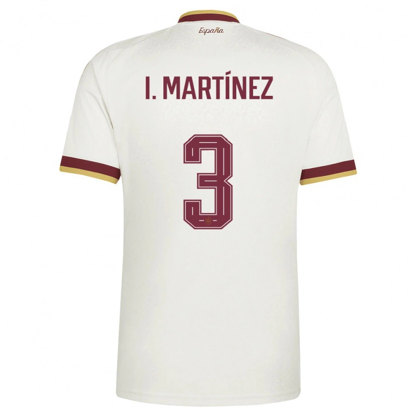 Danxen Mujer Camiseta España Inigo Martinez #3 Marfil Borgoña 2ª Equipación 26-28 La Camisa México