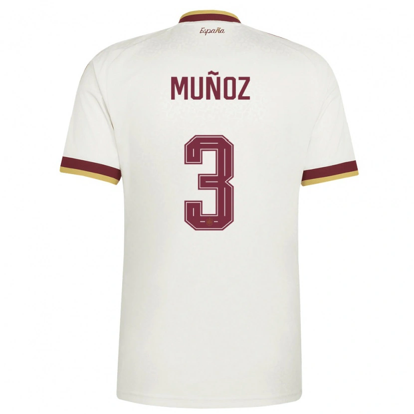 Danxen Mujer Camiseta España Dani Muñoz #3 Marfil Borgoña 2ª Equipación 26-28 La Camisa México
