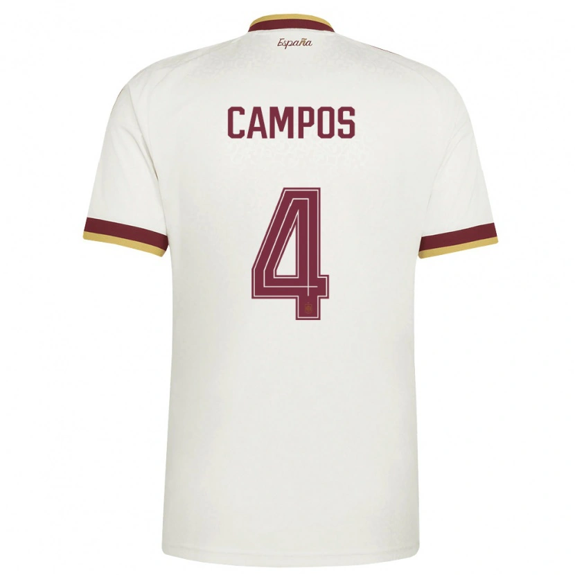 Danxen Mujer Camiseta España Alex Campos #4 Marfil Borgoña 2ª Equipación 26-28 La Camisa México